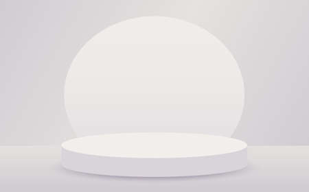 Stage platform light. 3d podium background. Scene stand. Premium product. Contest circle. Award show. Cosmetic presentation. Minimal design interior. Pedestal floor. Showcase. Vector illustrationのイラスト素材