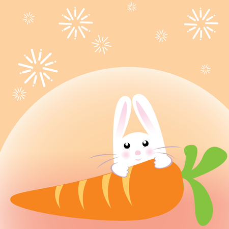 Happy Rabbit hugging giant carrotのイラスト素材