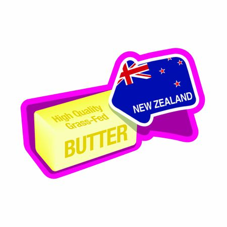 High quality Pure butter made in New Zealand Label Stickerのイラスト素材