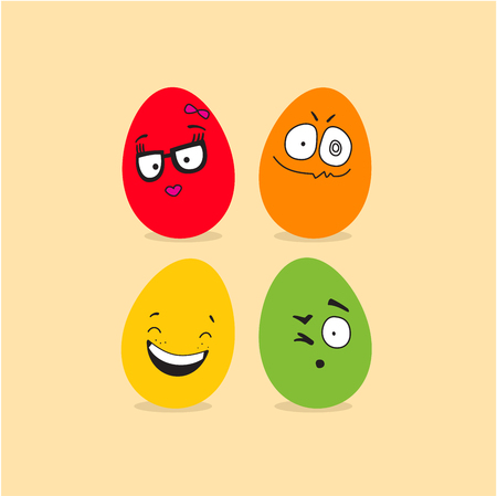 Easter eggs with funny facesの写真素材