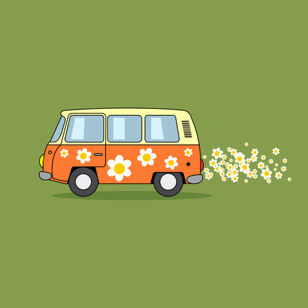 Hippie van cartoon illustration.の写真素材