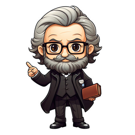 Vector illustration of a bearded man in glasses and a black suit.の素材
