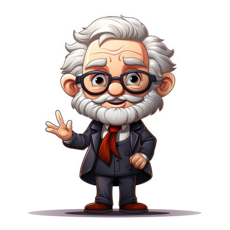 Vector illustration of Cartoon funny old man in glasses and a suit.の素材