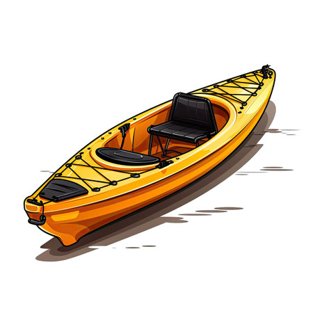 Cartoon yellow kayak isolated on white background. Vector illustration.の素材