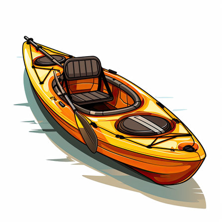 illustration of a yellow kayak on a white background, vector illustrationの素材
