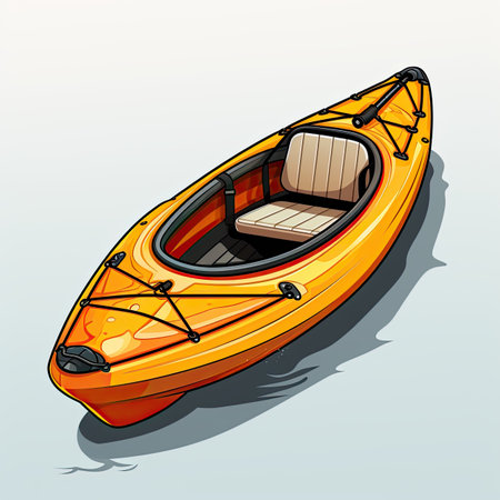 Illustration of an orange rubber boat on a white background. Vector illustration.の素材