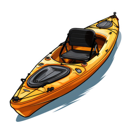 Yellow inflatable boat isolated on white background. Vector cartoon illustration.の素材