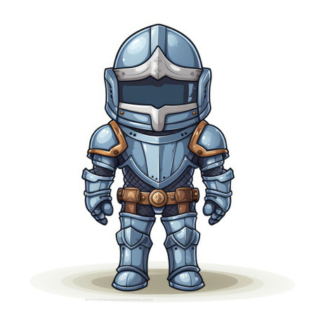 Knight in armor. Cartoon vector illustration isolated on a white background.の素材