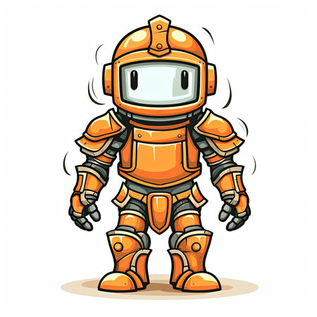 Astronaut in orange suit isolated on white background. Vector illustration.の素材