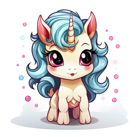 Cute cartoon unicorn. Vector illustration of a cute cartoon unicorn.の素材