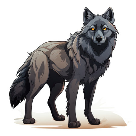 Illustration of a wolf on a white background. Vector illustration.の素材