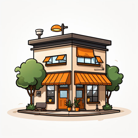 Facade of a cafe or restaurant.の素材