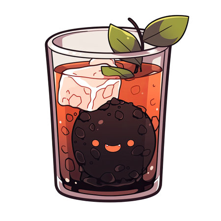 Cocktail with chocolate and ice. Vector illustration of a cocktail in a glass.の素材