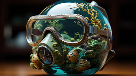 Astronaut helmet in the aquarium.の素材