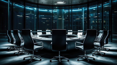 Interior of modern conference room with glass walls.の素材