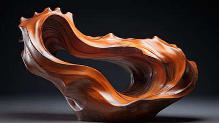 Abstract shape made of wood on dark background.の素材