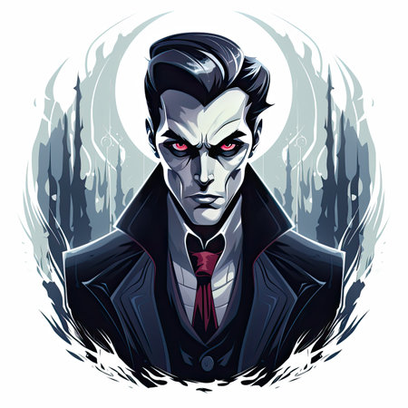 Vector illustration of a vampire in a suit and tie. Halloween.の素材