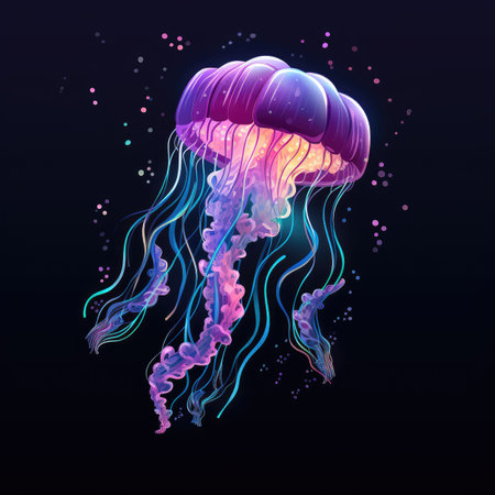 Jellyfish on dark background.の素材