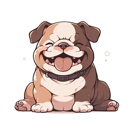 Cute cartoon bulldog. Vector illustration isolated on white background.の素材