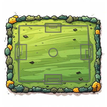 Soccer field. Vector illustration of a soccer field with green grass.の素材
