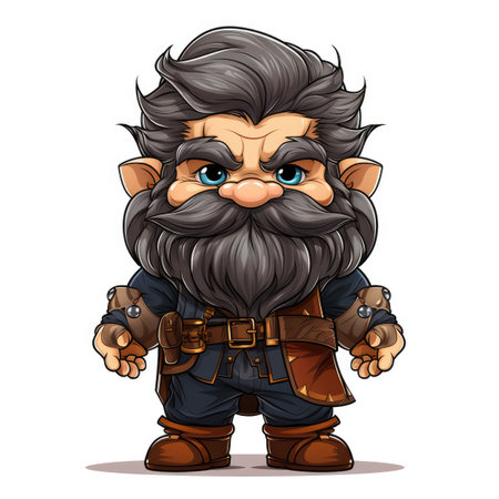Hipster cartoon character with beard and mustache. Vector illustration.の素材