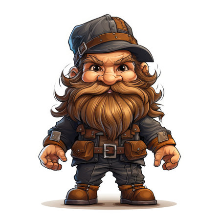 Cartoon illustration of a pirate captain with a beard and hat.の素材