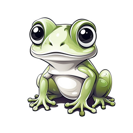 Frog isolated on white background. Cartoon style. Vector illustration.の素材