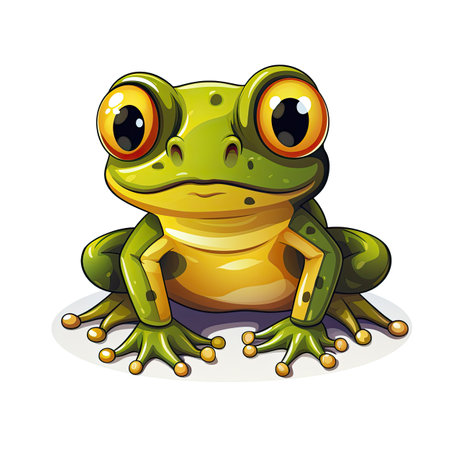 Frog isolated on white background. Cartoon character. Vector illustration.の素材