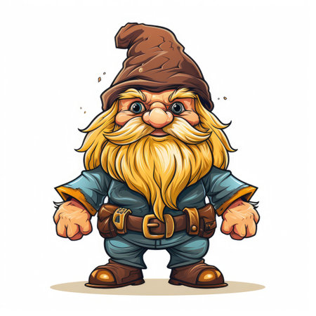 Funny gnome in a hat and cloak. Vector illustration.の素材