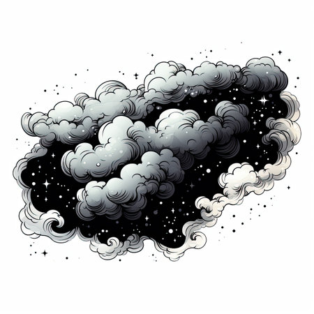 Cartoon cloud with stars on white background. Vector illustration for your designの素材