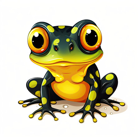 Cute cartoon frog isolated on a white background. Vector illustration.の素材
