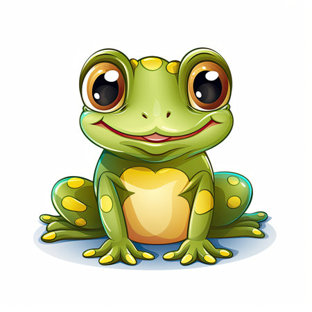 Cute cartoon frog isolated on a white background.の素材