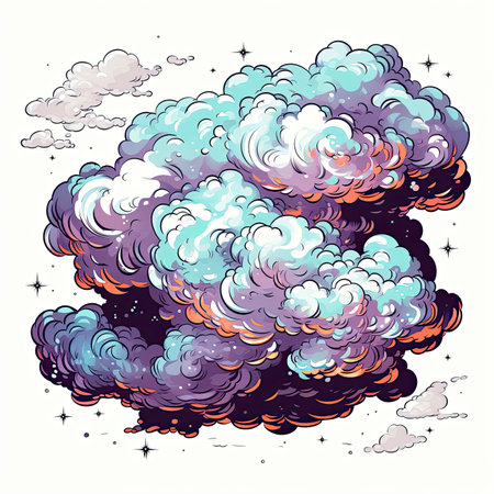 Clouds and stars in the night sky. Vector illustration for your designの素材