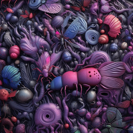 abstract background with fish, worm and other objectsの素材