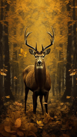 Deer in the autumn forest.の素材