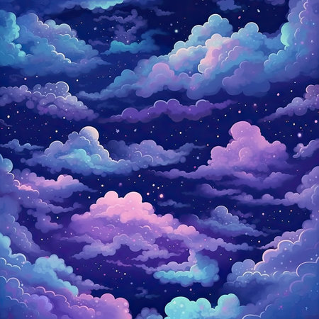 Night sky with clouds.の素材