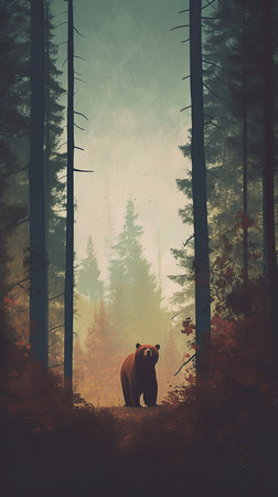 Grizzly bear in the autumn forest.の素材