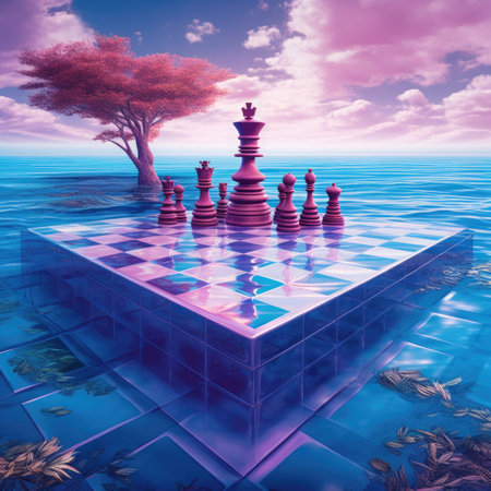 Chess game in the sea.の素材