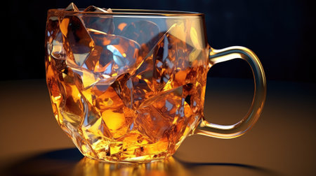 Cup of whiskey with ice on a dark background.の素材