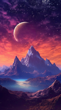 Fantasy alien planet. Mountain.の素材