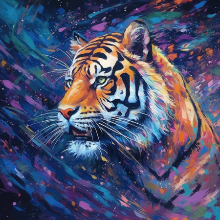 Tiger painting on canvas.の素材