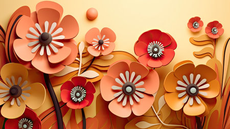 paper cut flowers background.の素材