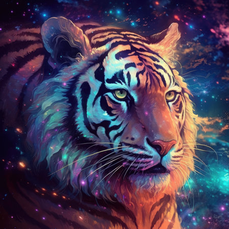 Tiger in cosmic space.の素材