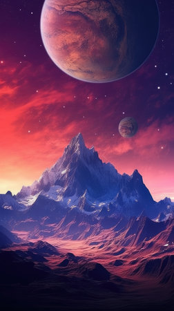 Fantasy alien planet. Mountain.の素材