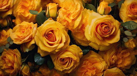Yellow roses in a bridal bouquet. Close-up.の素材