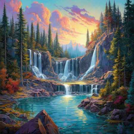 Waterfall in the forest.の素材