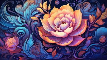 Beautiful floral background with water lily flowers.の素材