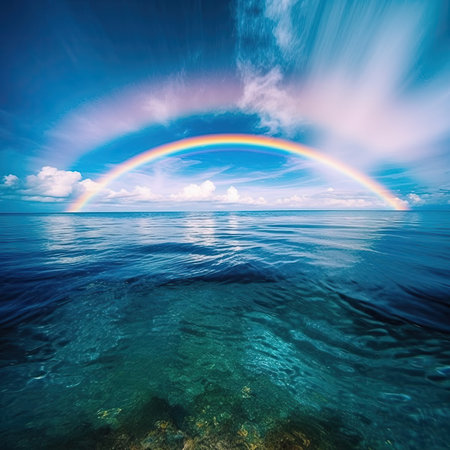 Rainbow over the sea. Nature composition.の素材
