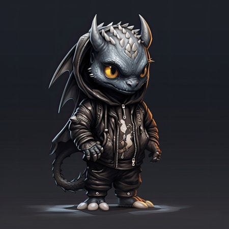 Viking monster with horns and leather jacket.の素材