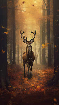Deer in the autumn forest.の素材